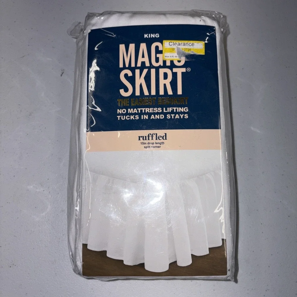 Magic Skirt Ruffled Bed Skirt White, King, 15